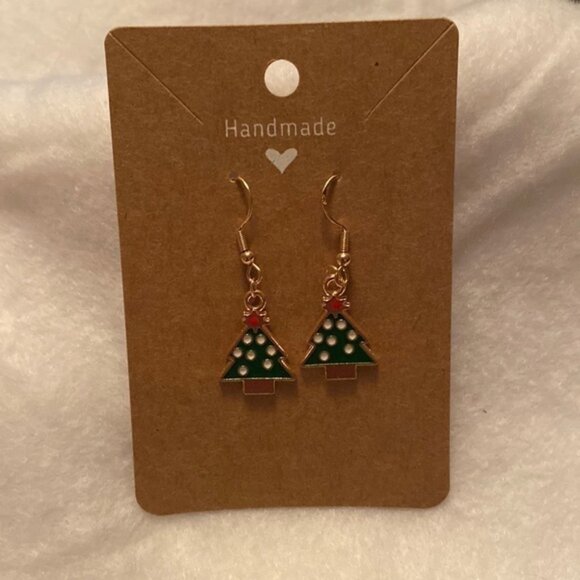 Christmas Tree with White  Lights Earrings - Picture 2 of 5